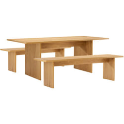 Happy Garden - Ensemble table 180cm et 2 bancs style scandinave alma