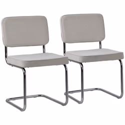 Lot de 2 chaises cantilever en velours côtelé beige MARIA