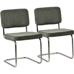 Lot de 2 chaises cantilever en velours côtelé vert kaki maria - Happy Garden