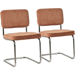 Lot de 2 chaises cantilever en velours côtelé terracotta maria - Happy Garden