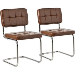 Happy Garden - Lot de 2 chaises cantilever en simili marron maria
