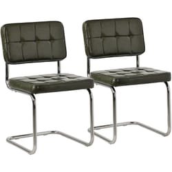Lot de 2 chaises cantilever en simili vert kaki maria - Happy Garden