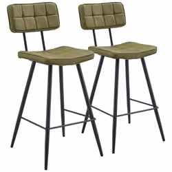 Lot de 2 tabourets de bar en simili vert FERNAND