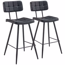 Lot de 2 tabourets de bar en simili noir FERNAND
