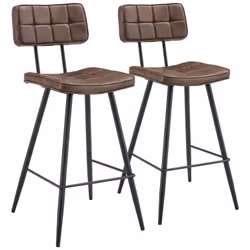 Lot de 2 tabourets de bar en simili marron FERNAND