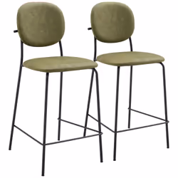 Lot de 2 tabourets de bar en simili vert EDMOND