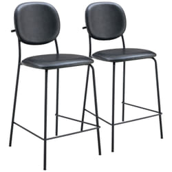 Lot de 2 tabourets de bar en simili noir EDMOND