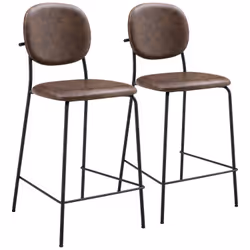 Lot de 2 tabourets de bar en simili marron EDMOND