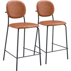Happy Garden - Lot de 2 tabourets de bar en simili cognac edmond