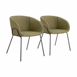 Lot de 2 chaises en simili vert ANDRÉ