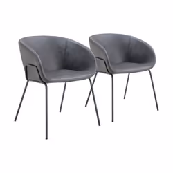 Lot de 2 chaises en simili gris foncé ANDRÉ