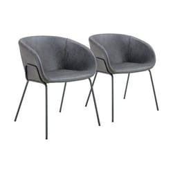 Lot de 2 chaises en simili gris foncé ANDRÉ
