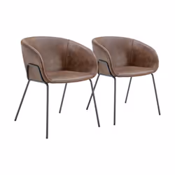 Lot de 2 chaises en simili marron ANDRÉ
