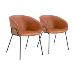 Lot de 2 chaises en simili cognac ANDRÉ