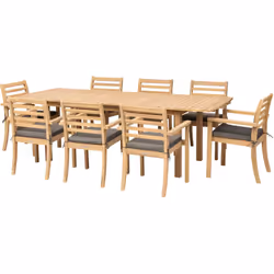 Description : Ce salon extensible accueille jusqu'à 8 personnes. Sa structure en bois et ses coussins gris déhoussables assur ...