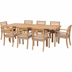 Description : Ce salon extensible accueille jusqu'à 8 personnes. Sa structure en bois et ses coussins sable déhoussables assu ...