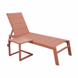 Set bain de soleil et table d'appoint BARBADOS en textilène terracotta - aluminium terracotta