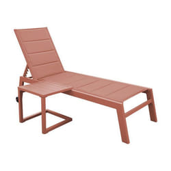Set bain de soleil et table d'appoint BARBADOS en textilène terracotta - aluminium terracotta