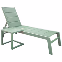 Set bain de soleil et table d'appoint BARBADOS en textilène vert sauge - aluminium vert sauge