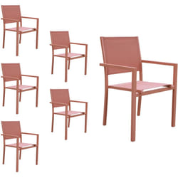 Lot de 6 chaises en aluminium terracotta - textilène terracotta