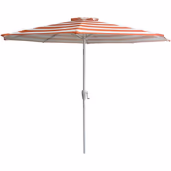 Happy Garden - Parasol droit bandol rond 2,70m de diamètre à rayures orange