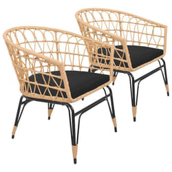 Happy Garden - Lot De 2 Fauteuils En Rotin Synthétique Avec Coussins Aiko