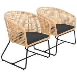 Happy Garden - Lot De 2 Fauteuils En Rotin Synthétique Avec Coussins Rina