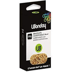 Bracelets en caoutchouc élastique - WONDAY - 200 mm - Boîte de 100g - Couleur blond