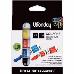 Wonday Boîte de 5 tubes de gouache 12 ml