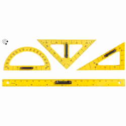 Wonday FTA910061, Rapporteur, Règle, Triangle, 3 pièce(s), Jaune, Plastique recyclé, 60°, Demi-cercle
