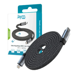 JAYM Cable Charge & Synchro USB-C vers Lightning Gris