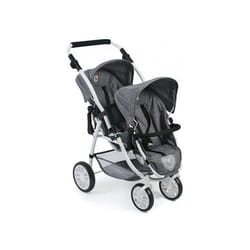 Poussette double jumeaux pour poupees poupons - 71x47x79cm - Poignee 55 a 84 cm