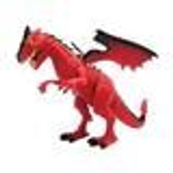 Grand Dinosaure Dragon Rouge Qui Marche Et Rugit - Dragon Articule Avec Son - Dragon Avec Ailes