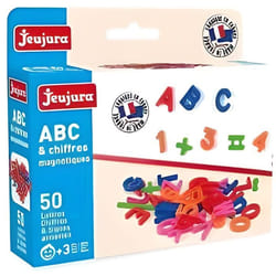 Set 50 aimants : Lettres Majuscules + Chiffres + Signes - Accessoires Tableau magnetique enfant - Jeujura