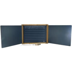 Tableau mural 3 volets en bois double face + brosse + craies + feutre - 156x43cm / 56x43cm - Ecole - Jeujura - Enfant