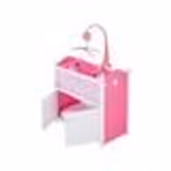 Lit de poupon en bois avec rangement 515x30x90cm - Lit armoire Blanc et Rose - Mobile musical et parure inclus