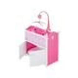 Lit de poupon en bois avec rangement 515x30x90cm - Lit armoire Blanc et Rose - Mobile musical et parure inclus