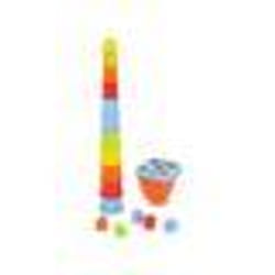 Coffret Jeux deveil Girafe bebe : 10 gobelets gigognes + 5 formes + seau trieur - Jouet a trier et a empiler - Premier age