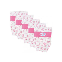 Pack de 5 Couches Baby Born pour Poupon 43cm - Accessoire Poupee Zapf - Nouveau Modele