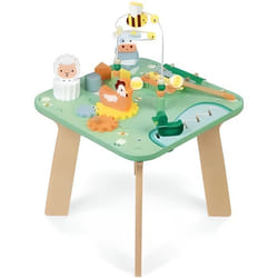 Jolie Table Multi-Activites Eveil bebe theme Ferme 36x36x535cm - Hauteur 32cm - Jouet en bois peinture a leau - Des 12 mois
