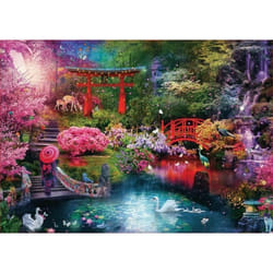 Puzzle Adulte 3000 Pieces Jardin Japonais Avec Rivière Cygnes Et Paons - Collection Paysage Japon