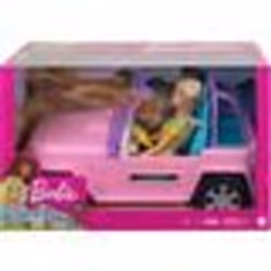 Barbie Buggy décapotable de plage rose Et 2 poupées mannequin - Voiture tout terrain 4x4 - Set Véhiculé Jouet