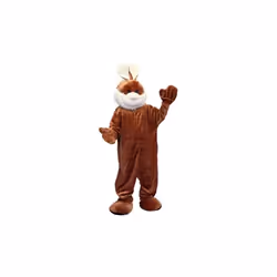 Deguisement Mascotte Lapin brun Adulte Taille unique Luxe - Big tete animal - Paques Fete - Set costume geant et carte