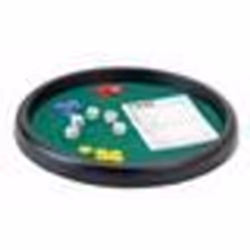 Piste de des ronde 31 cm vert et accessoires Multi Jeux (bloc Yam 21 jetons 5 des) - Plateau Jeu societe 421 -