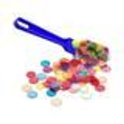 Kit loto Baton ramasse jetons magnetique bleu et 100 pions transparents aimantes - Accessoires Bingo 2 en 1 - Set jeu et carte