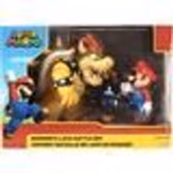 Coffret Super Mario 3 Figurines Bowser Bomb Mario Articule - Set Bataille de la lave + 1 Carte Tigre - Enfant