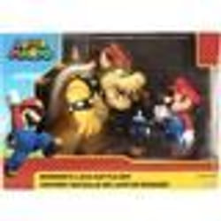 Coffret Super Mario 3 Figurines Bowser Bomb Mario Articule - Set Bataille de la lave + 1 Carte Tigre - Enfant