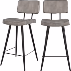 Lot de 2 chaises pour îlot central 66 cm en cuir synthétique gris - Texas