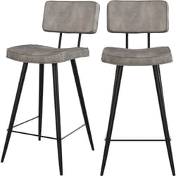 Lot de 2 chaises pour îlot central 66 cm en cuir synthétique gris - Texas