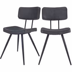 Lot de 2 chaises en cuir synthétique gris / noir - Texas